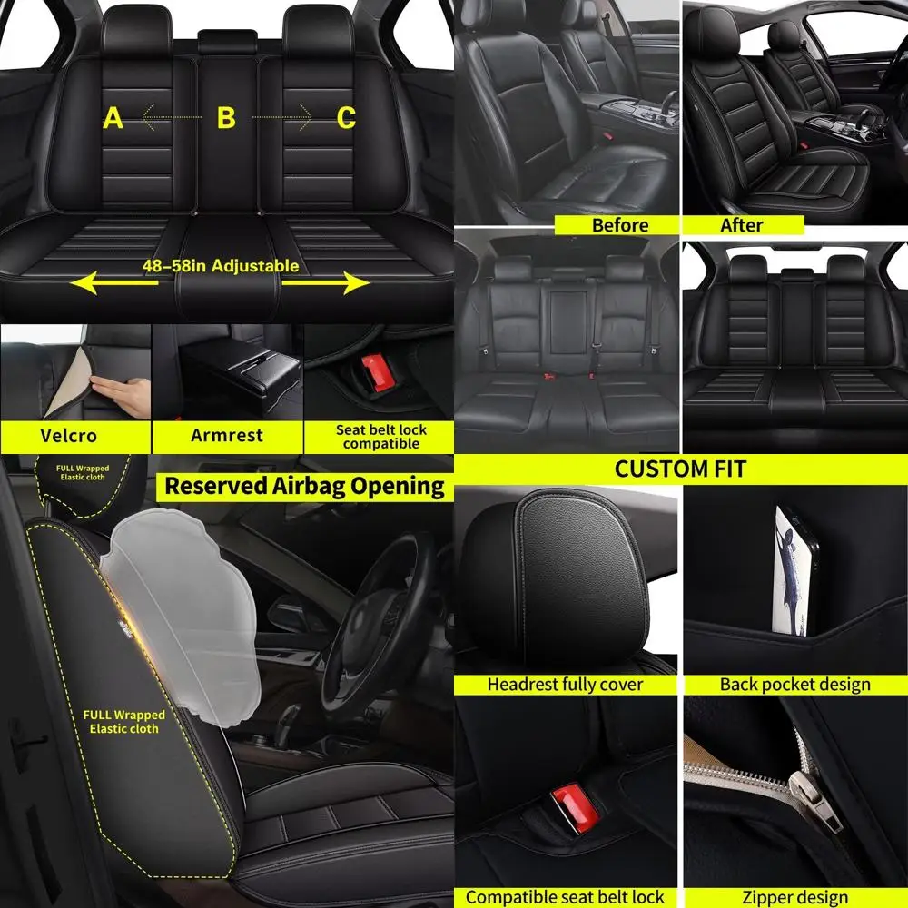 

Чехлы на автомобильные сиденья, полный комплект, подходят для Toyota Corolla 2017-2019: 5-местные автомобильные аксессуары для интерьера, водонепроницаемая искусственная кожа, автомобиль