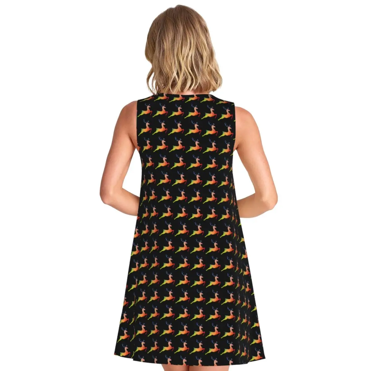 Running Deer Tank Dress Abstract Animal Print Basic Dresses Sleeveless Modern Dress Hot Sale Crewneck Women Printed Clothing