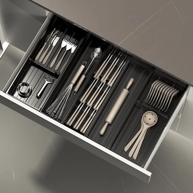 Kitchen Drawer Organizer Divider Dish Storage Rack Cutlery Plate Holder Cabinet Built-in Tableware Storage Box