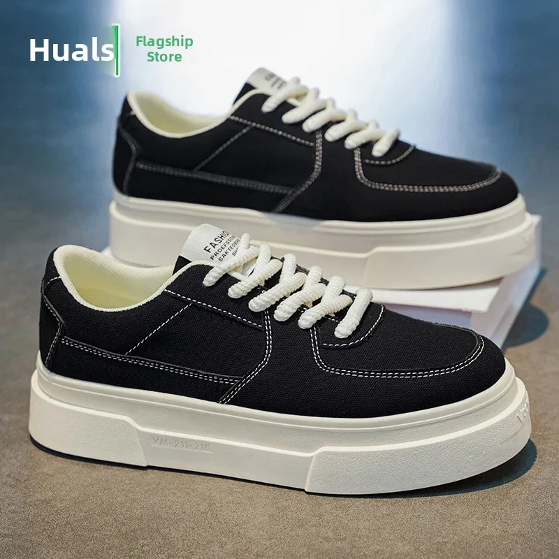 

Breathable Casual Men's Canvas Shoes Summer Versatile Thick Bottom Heightening Anti-slip Sports Denim Shoes Low Cut Slip-On