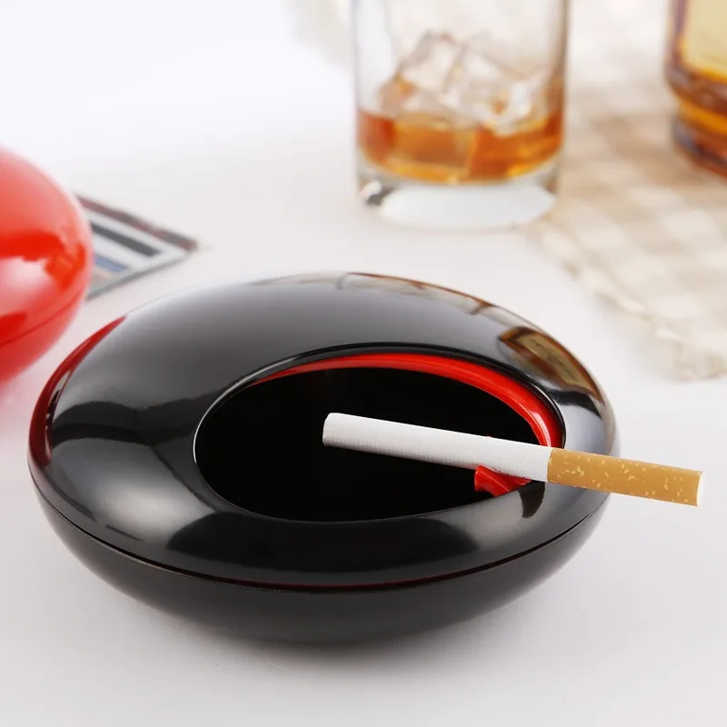 Rotating Ashtray with Sliding Lid Windproof Smoker Ash Tray Desktop Decor for Cigarette Cigar Office Indoor and Outdoor Portable