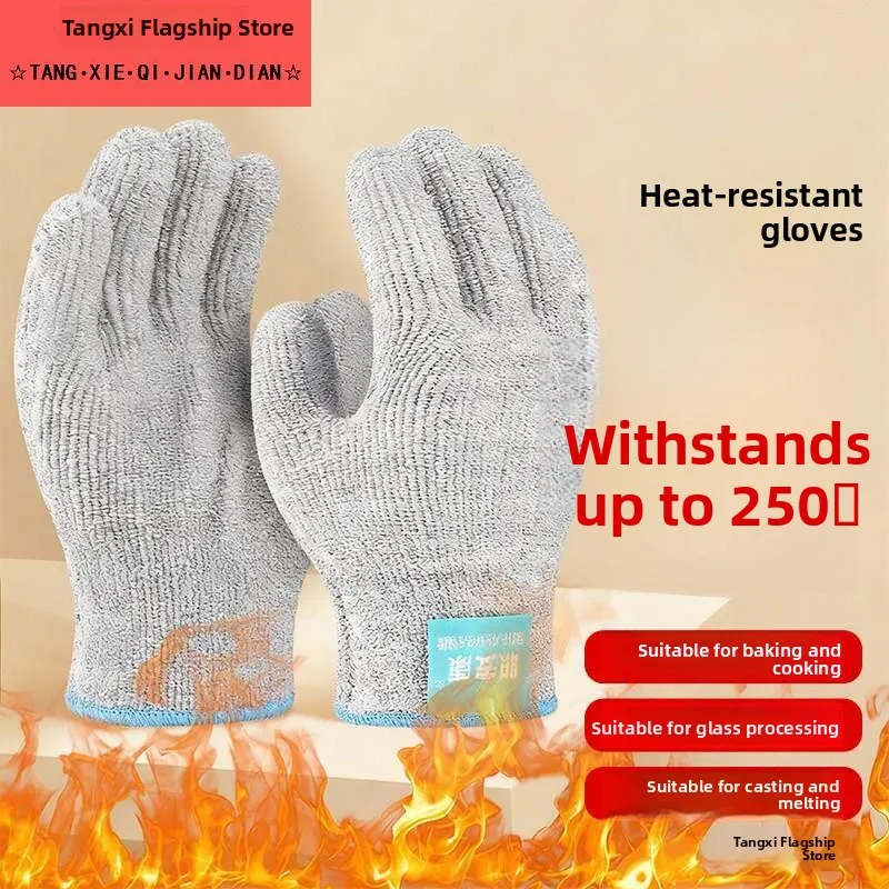 Heat-Resistant Gloves Fireproof And Flammability Baking Special Use Gloves for Barbecue Microwave Oven And Oven Thermal Prote...