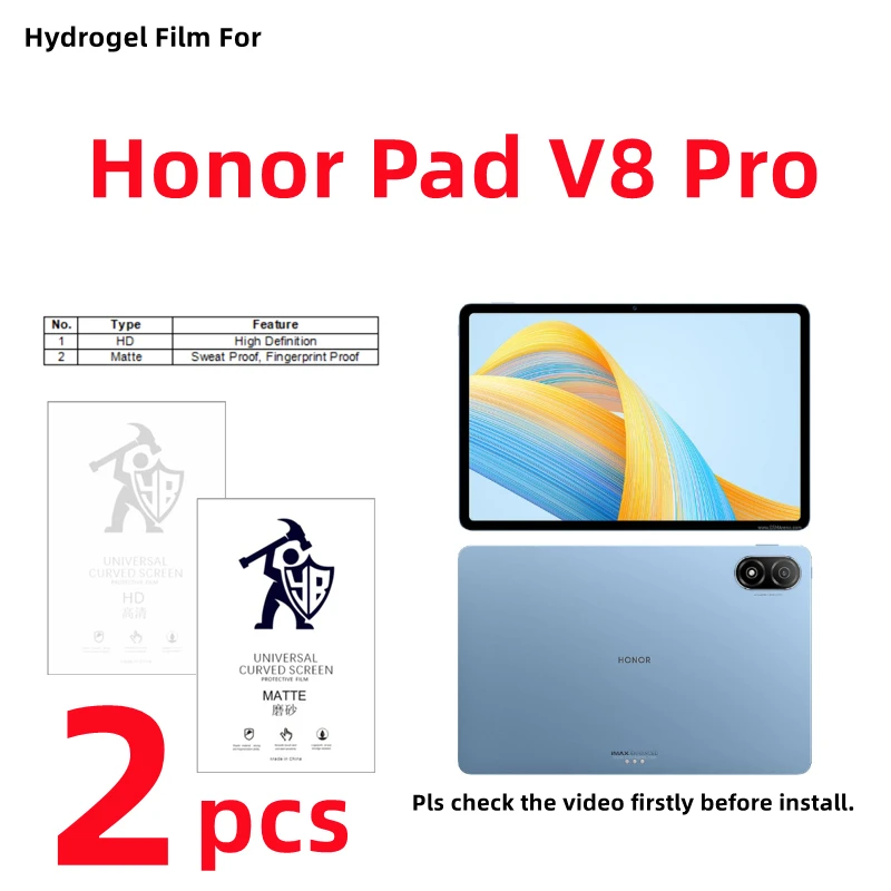 

2pcs Matte Hydrogel Film For Honor Pad V8 Pro 12.1 inches HD Screen Protector For Honor Pad V8 Pro Clear/Frosted Protective Film