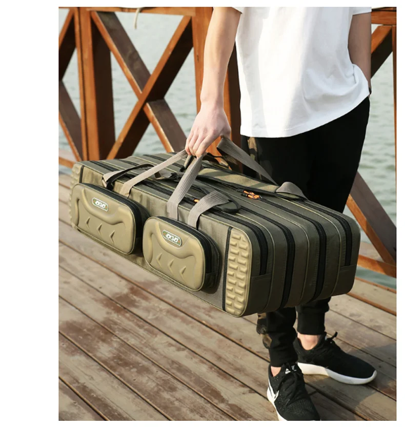 2/3/4-lagige Angelrutentasche, multifunktionale Tasche für Rollen und Köder, große Kapazität, für Angelruten und Ausrüstung, 80/90/100/120/130 cm – Detail 17
