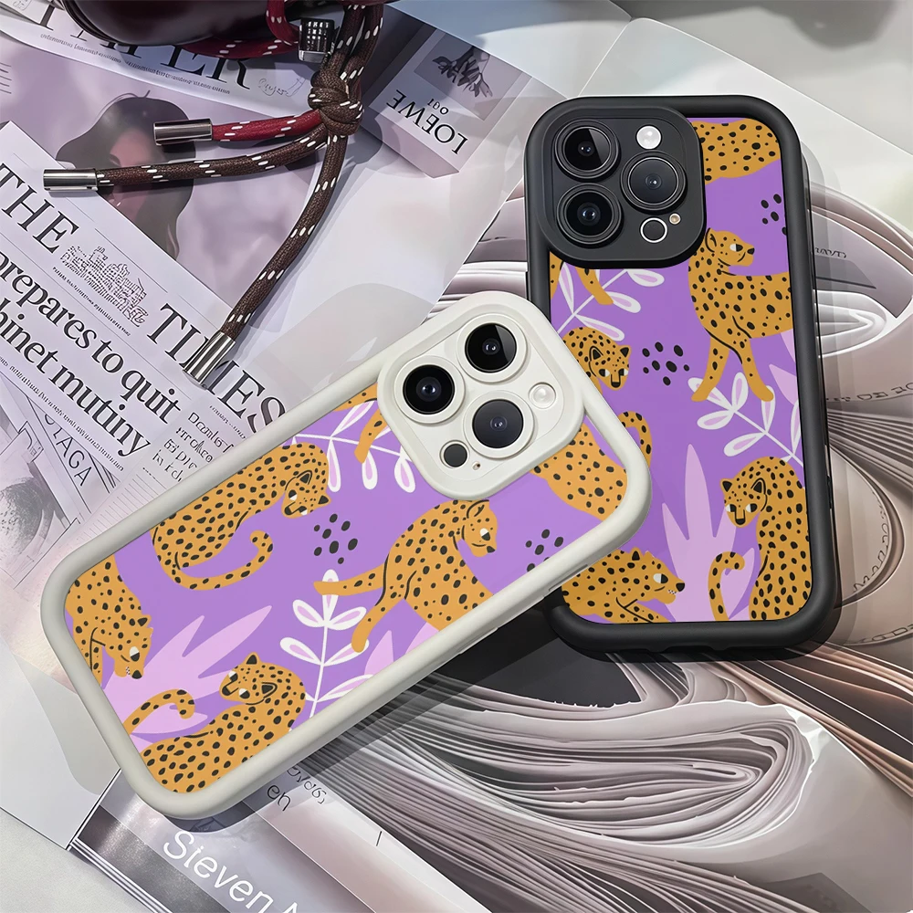 لعوب ليوبارد الثلاثي آيفون 17 يجب أن يكون لديهم جراب هاتف آيفون 17 16 15 14 13 12 برو ماكس غطاء سيليكون مقاوم للصدمات