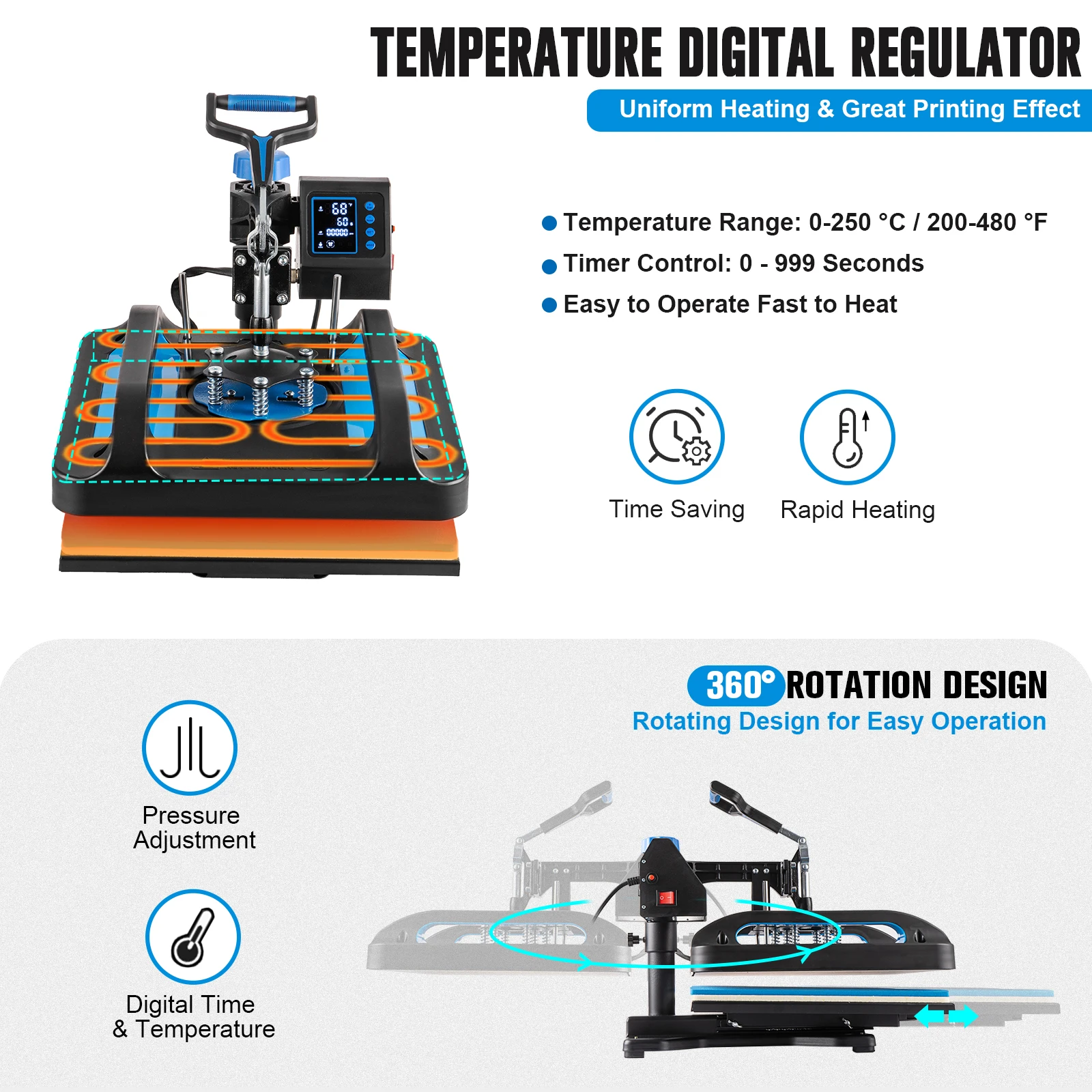 Pro Heat Press Sublimation 8 in1 Heat Press Machine 30OZ Tumbler Press Swing Away T-Shirt Pressing Machine Tumbler Sublimation