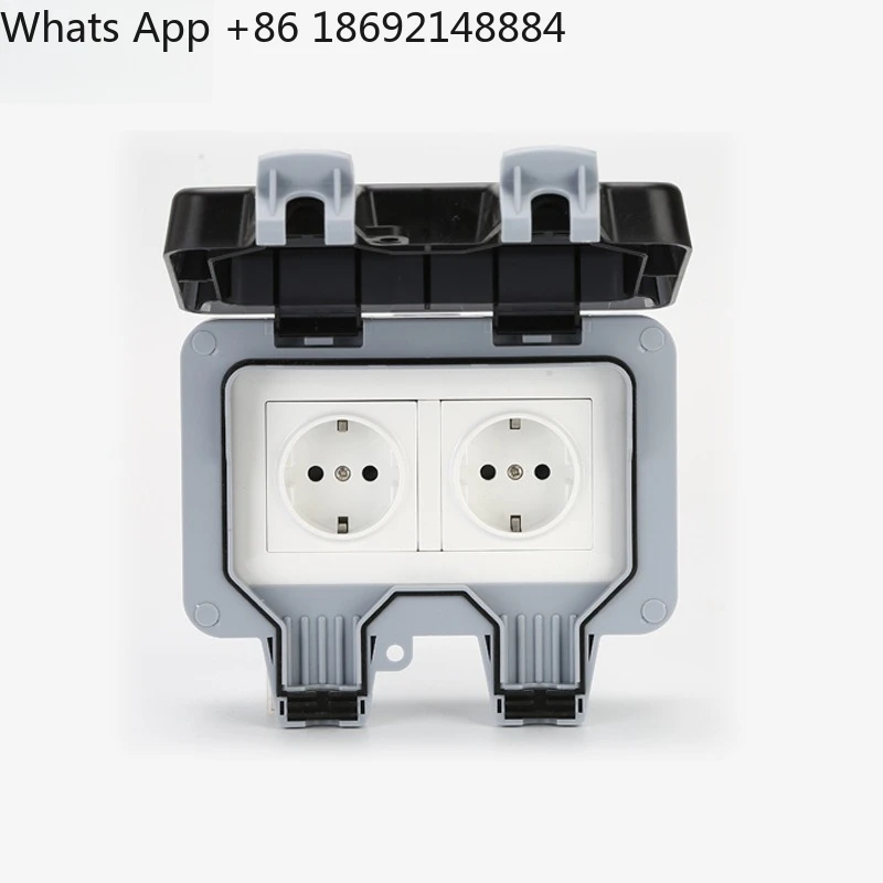 Outdoor waterproof switch & socket, bathroom wall splash-proof, outdoor rainproof, european standard german-style double gang