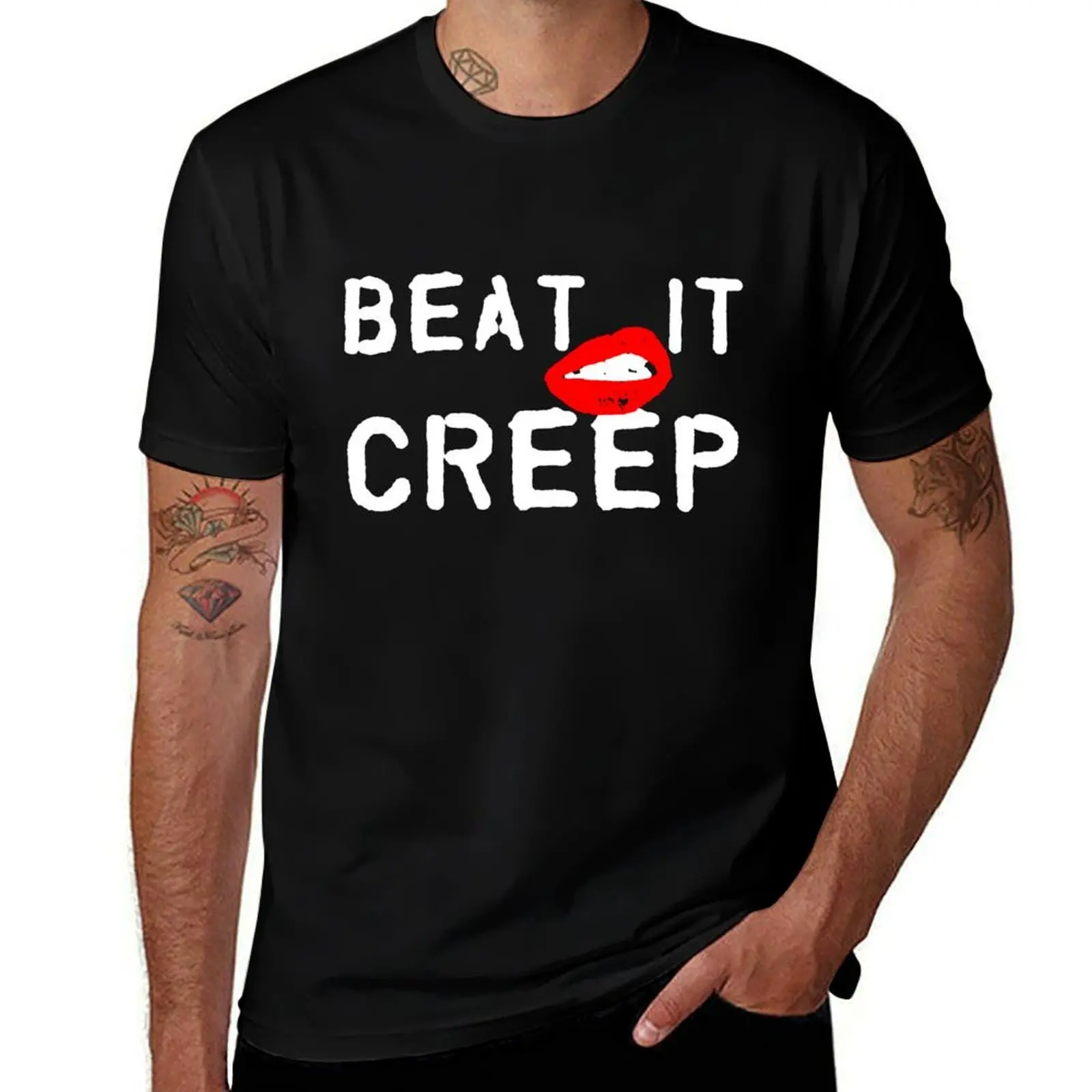 

Beat It Creep Funny Sarcastic T-Shirt football t shirt Funny t-shirt vintage graphic tee heavyweight t shirts for men