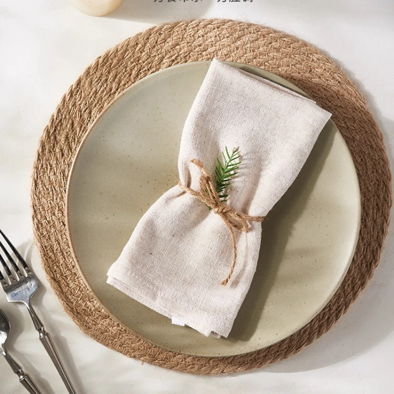 

4PCS Cotton Ramie Napkin Fabric for Hotel Restaurants Modern Napkins Cloth Natural Flax Soft Skin Friendly Comfortable Texture