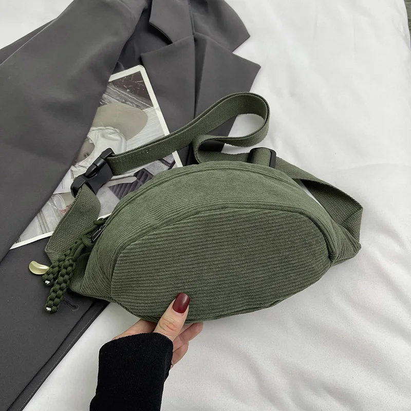 Casual Cord Gürtel Taschen für Frauen Mode Fanny Pack Weibliche Banane Taille Tasche Hüfte Geldbörse Schulter Crossbody Brust Tasche Tasche – Detail 33