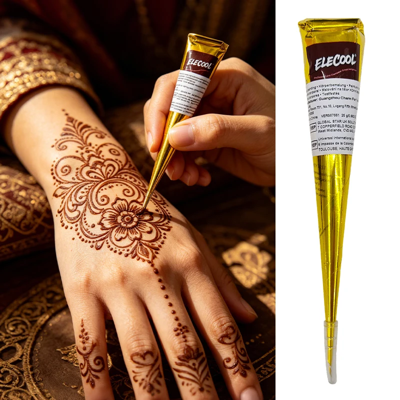 Natural Temporary Flash Tattoo Paste Black Henna For DIY Tattoo Sticker Body Paint Tattoo Cream Indian Wedding Henna Tattoo Past view 2