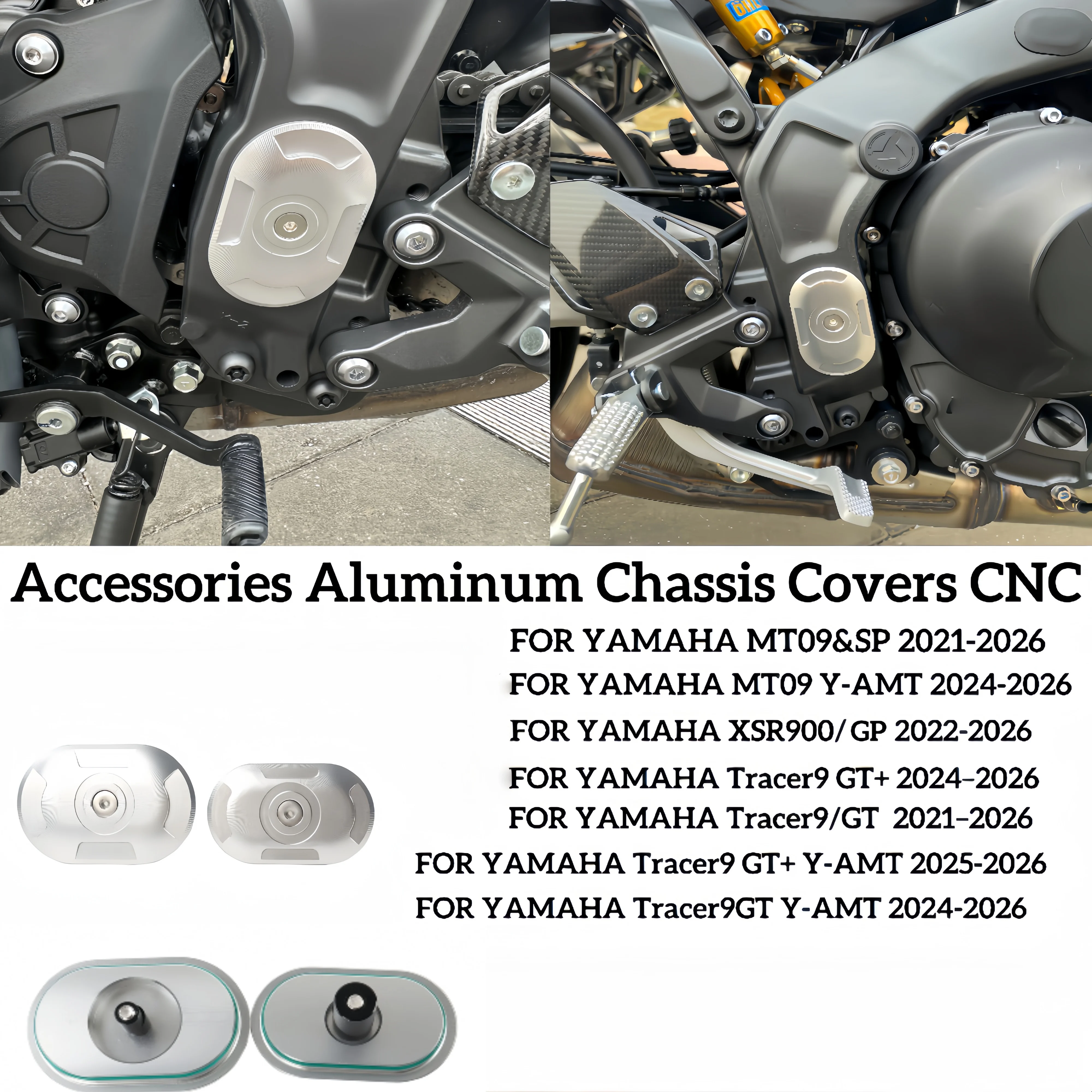 Accessories Aluminum Chassis FOR YAMAHA MT09 MT09 SPTracer9&GT Tracer9 GT+ XSR900 Motorcycle Frame Hole Cover Caps CNC 2021-2026