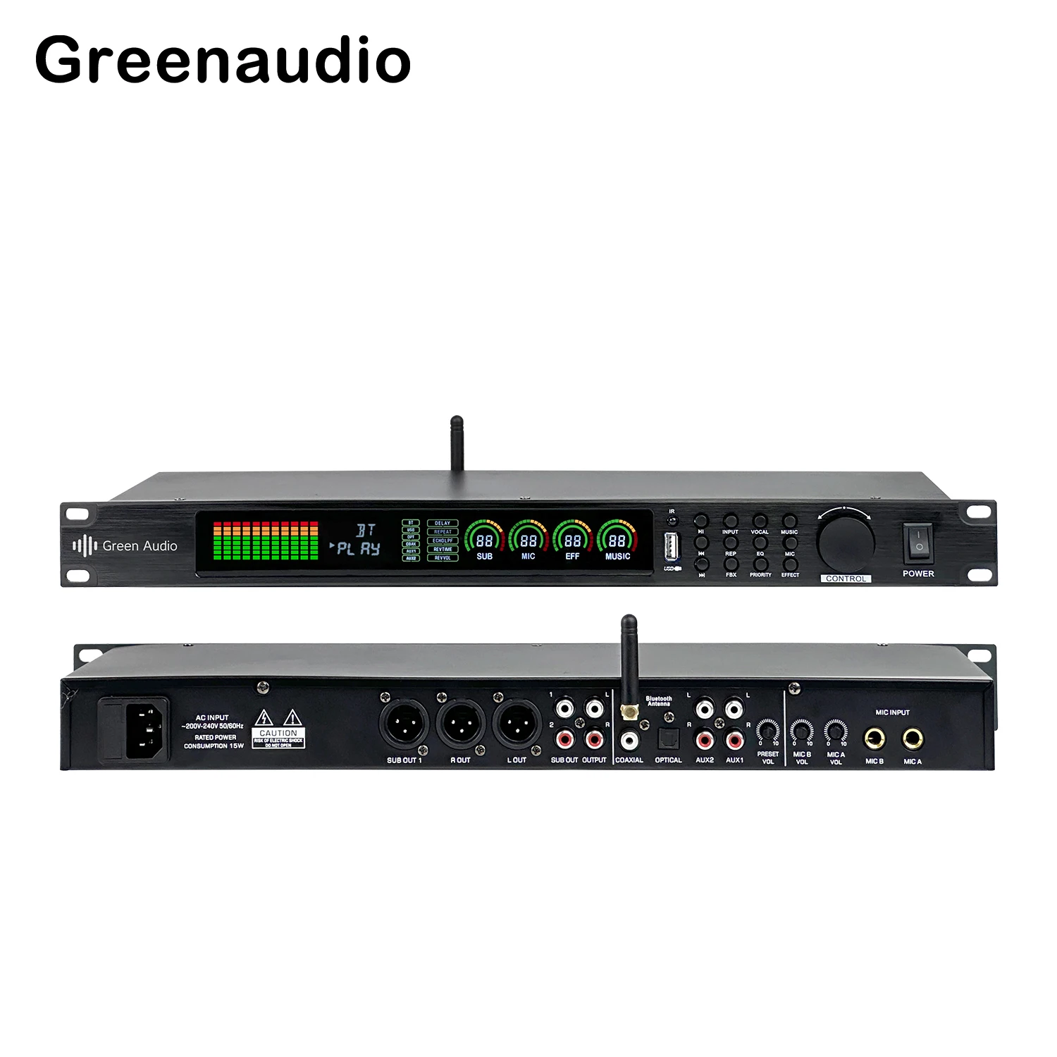 GAX-KM980 Profesjonalny cyfrowy procesor Reverb i Multi Effect DSP Procesor audio Korektor Wydajność sceniczna Anti-Howling