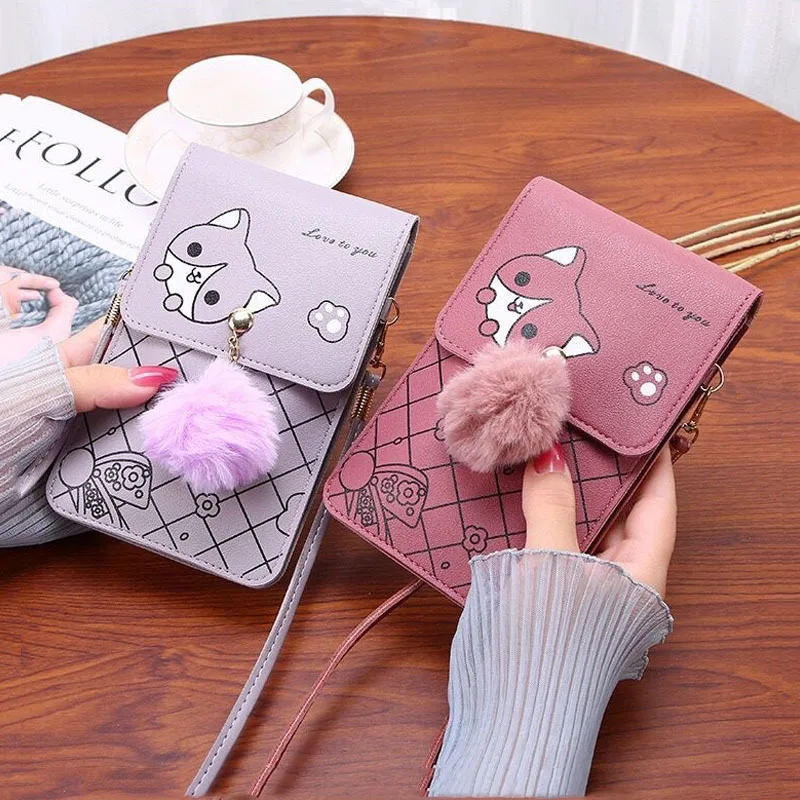 Cute Cartoon Pattern Touch-Screen Phone Bag for Women - Slim Transparent Crossbody Bag Mini Shoulder Pouch Wallet view 2
