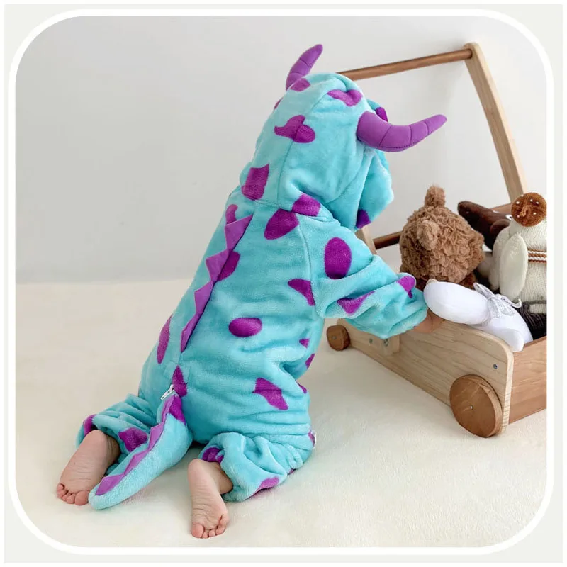 

Baby antumn winter Romper Blue Warm Onesie Newborn Boy Girl Clothes Monster Costumes Cartoon Cute Outfit homewear 0-3 Years