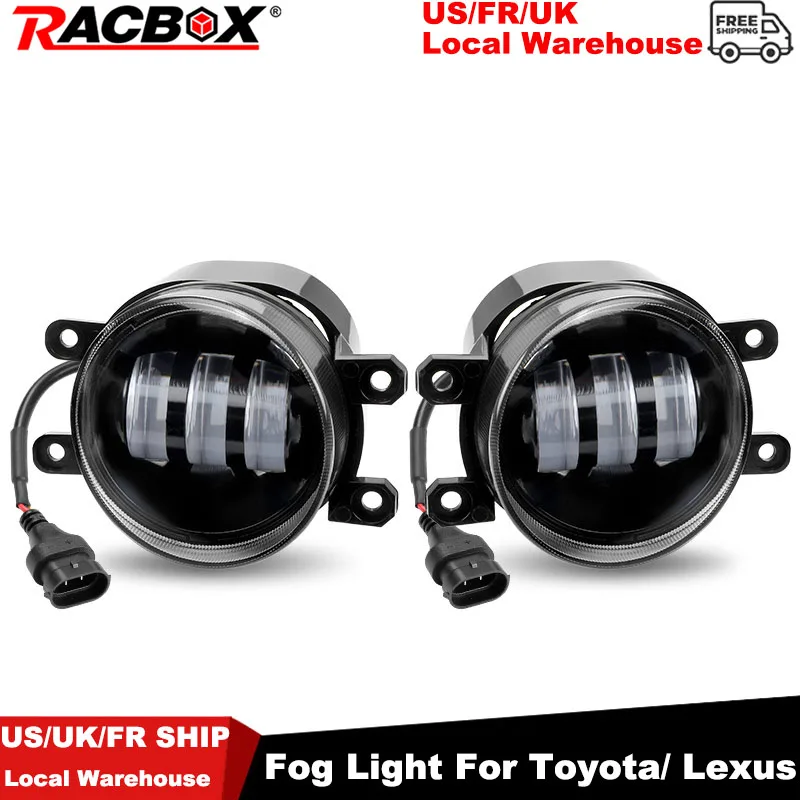 Luz de nevoeiro LED para Toyota 4Runner Avalon Camry Corolla Highlander, 30W, 6000K, feixe de condução plana branca, lâmpada de condução Off Road, 3 Polegada