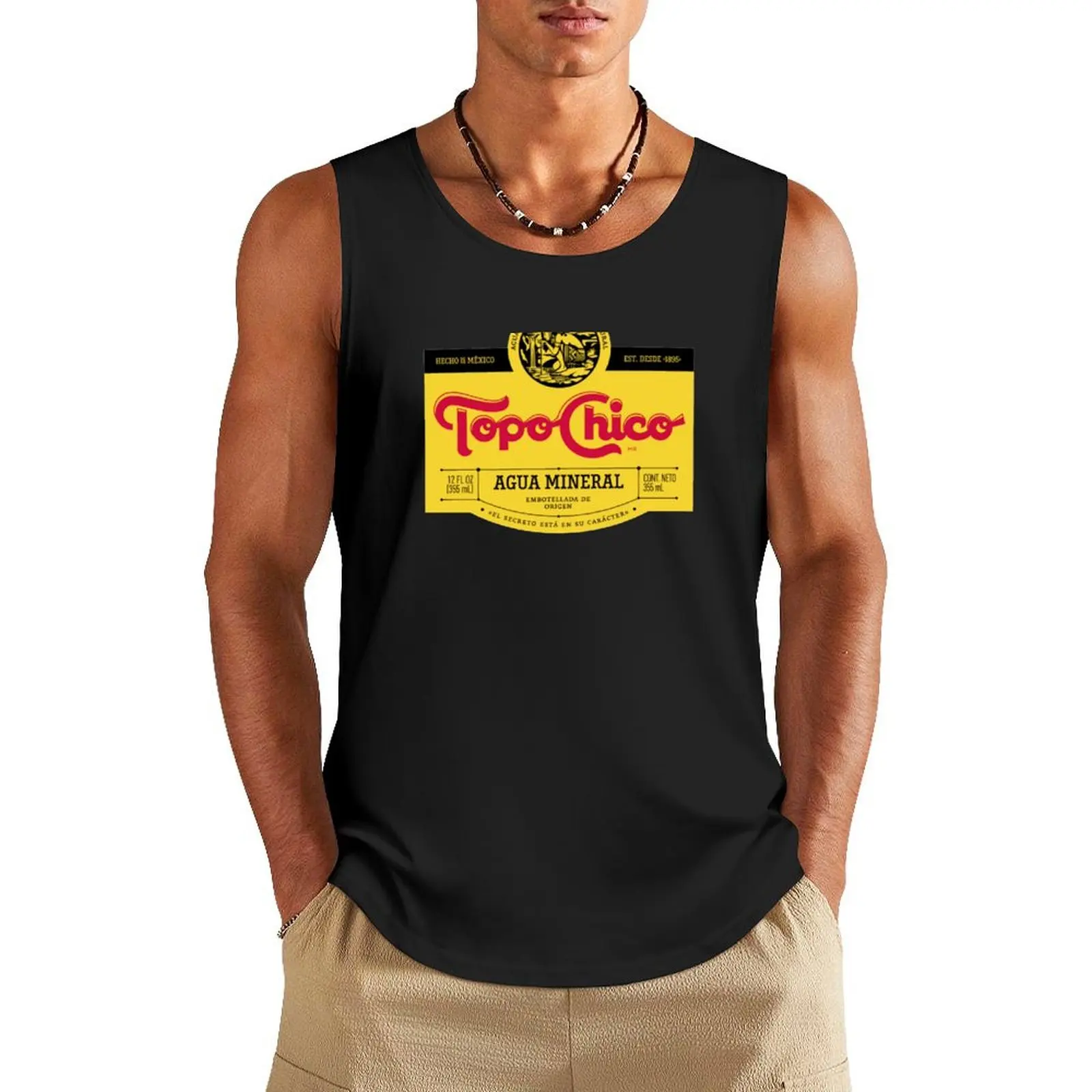 Topo chico label Tank Top Vest male bodybuilding men clothes