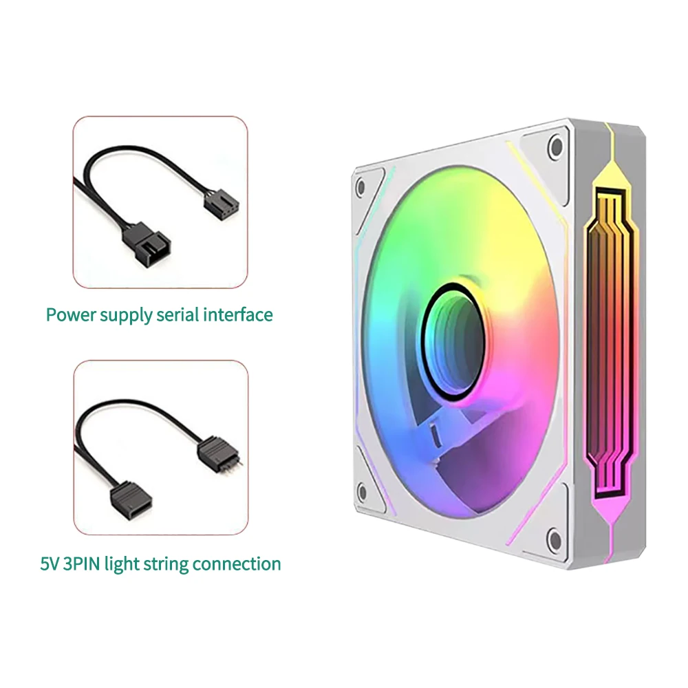 コンピューター用rgbファン、12cm、rgbファン、サイレント、サイレント、ファン、argb pwm、cpuクーラー、ラジエーター、64cfm、リバースブレード、ブラック/ホワイト