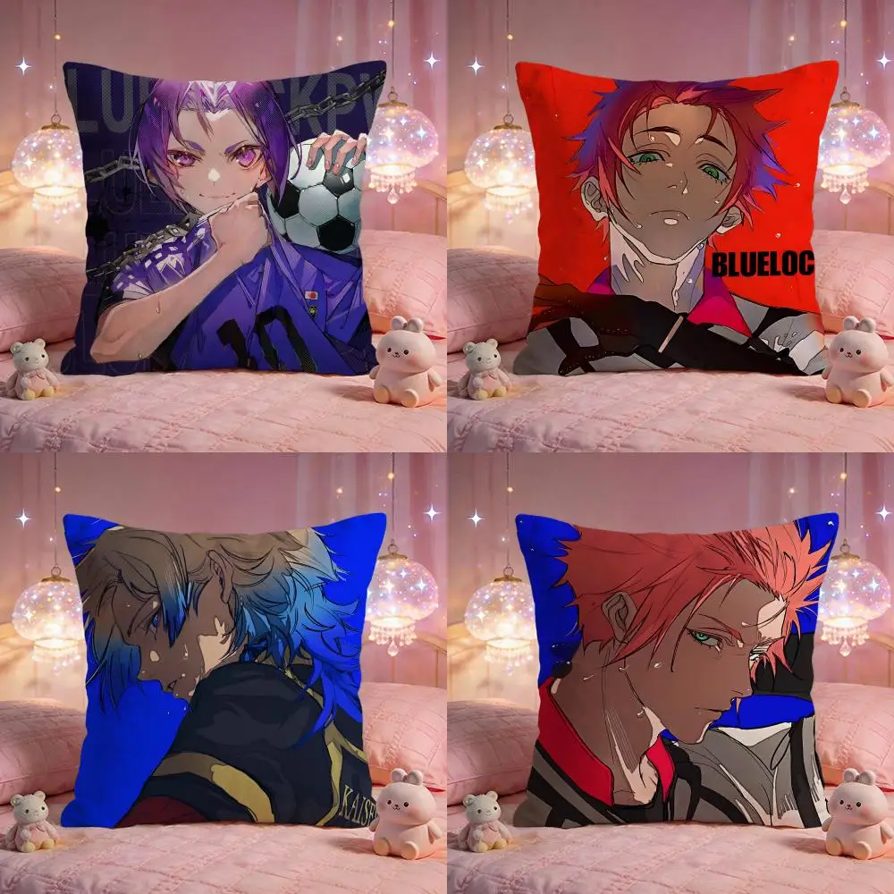 anime b-BLUE LOCKs Cushion Cover Premium Comfort Reversible Pillow Cove -Two in One Design for Any Room & Car Interior