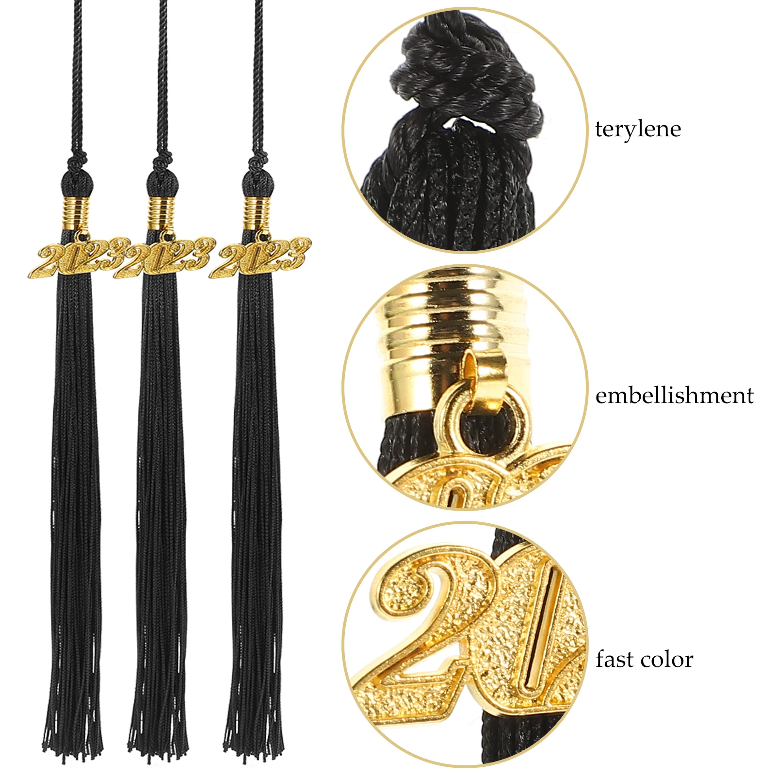 

6Pcs Graduation Tassels 2023 Charm Polyester Graduation Cap Decor Hat Ornaments Party Supplies Accessory Tassels