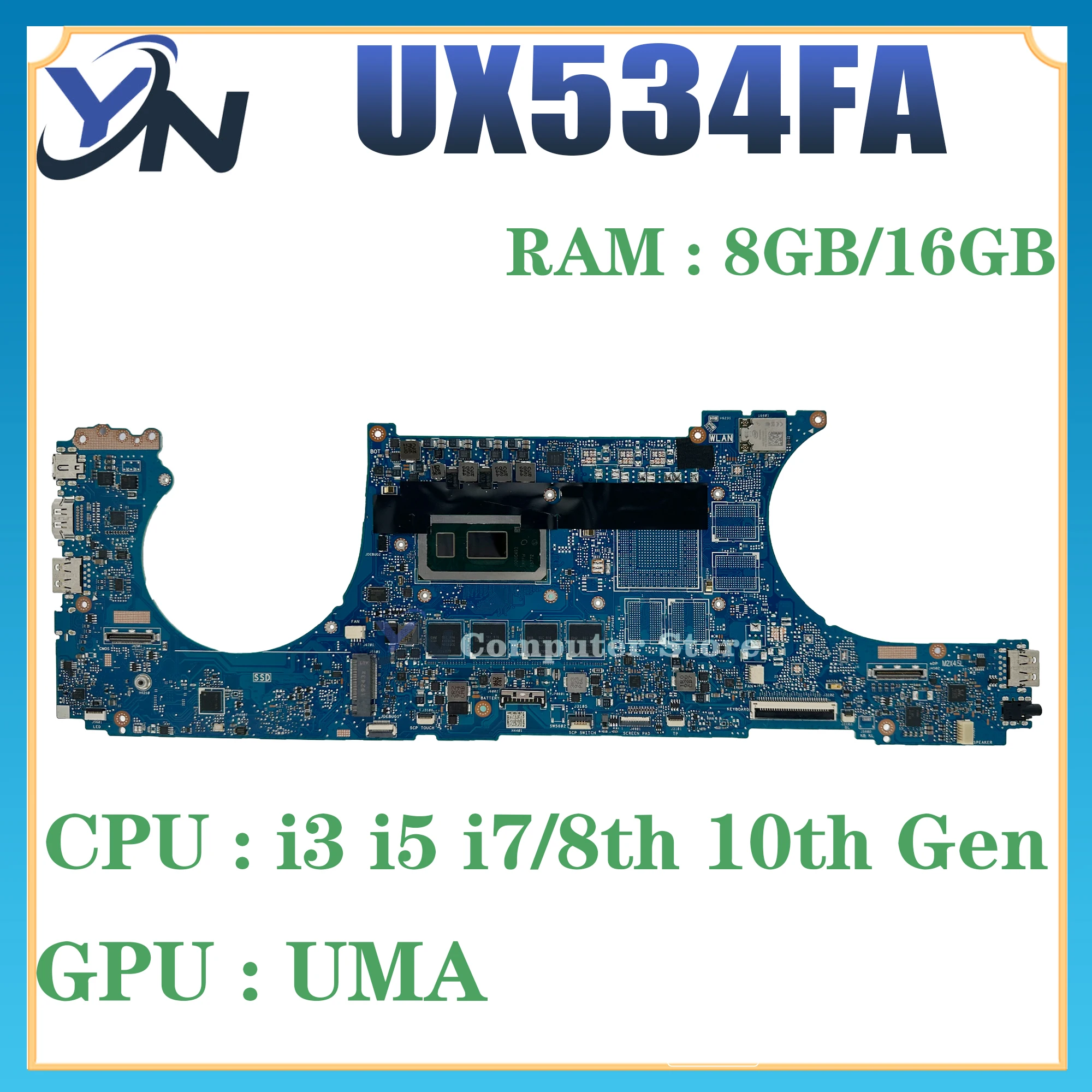 Scheda madre UX534FT UX534FA BX534FT BX534FTC BX533FTC UX534FTC scheda madre del computer portatile RX534FTC I5 I7 GTX1650/UMA 8G/16G-RAM