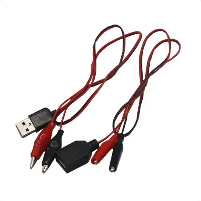 【5-1PCS】60CM Alligator Test Cilp To USB Male Female Connector Adapter Crocodile Test Clamp Clip Power Cable