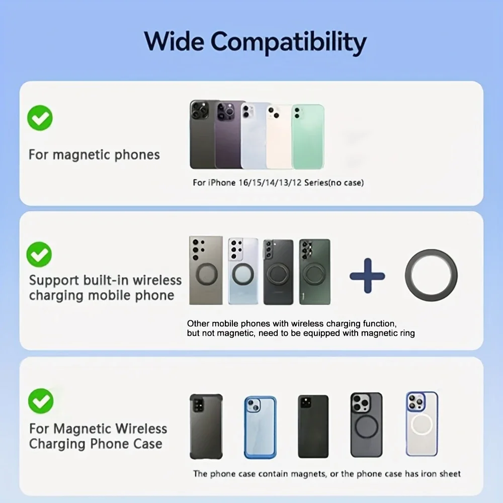 شاحن سيارة لاسلكي مغناطيسي منفذ الهواء حامل هاتف آيفون 16 15 14 13 12 برو ماكس محطة شحن سيارة لاسلكية سريعة #6