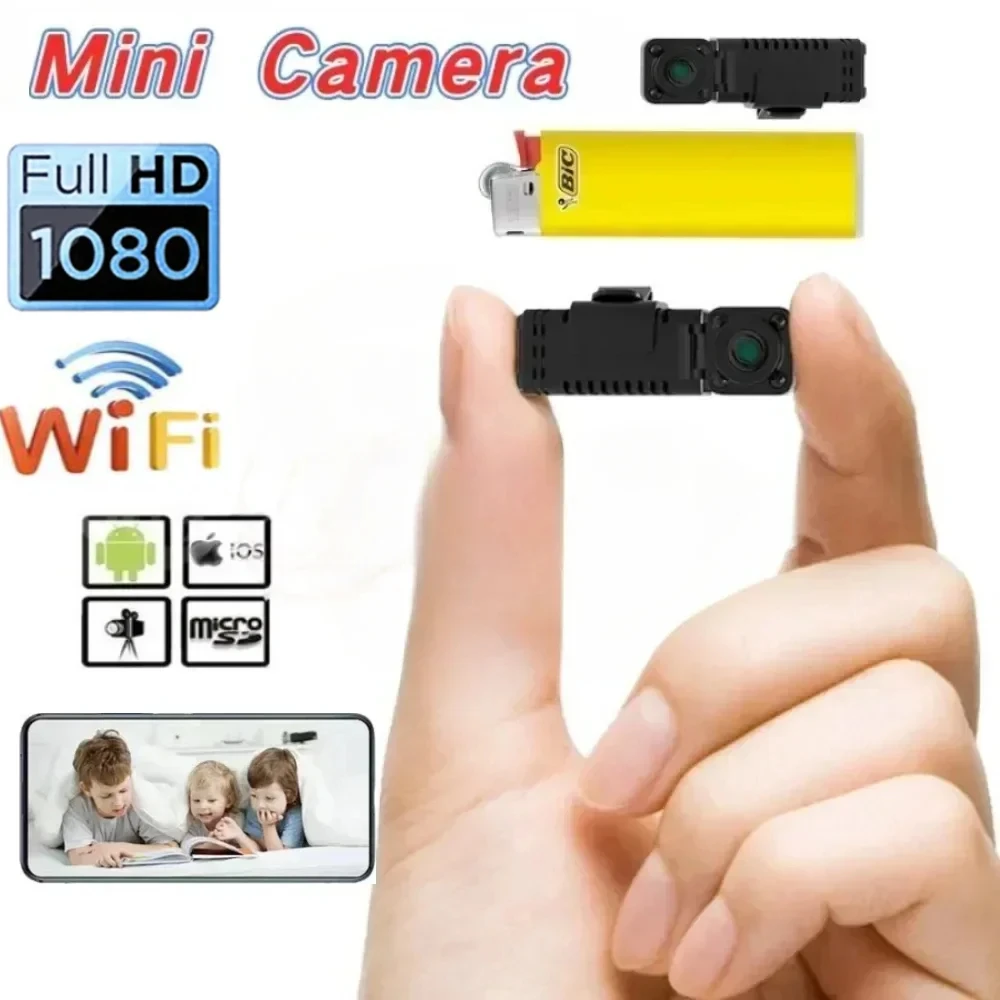 Mini cámara WiFi HD de 1080P, cámara corporal portátil profesional de acción para exteriores, videocámara de vigilancia de visión nocturna, Micro grabadora de vídeo