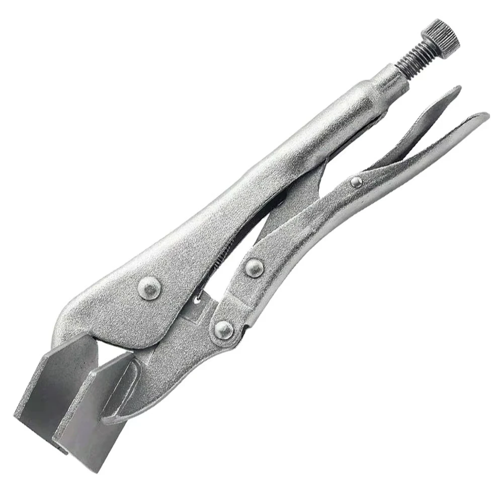 

/F-8R Wide Flat Jaw Metric Serrated Steel Welding Sheet Clamp Pliers Vice Grip Locking Cr-Mo Handle Nickel Plated 9-1/2