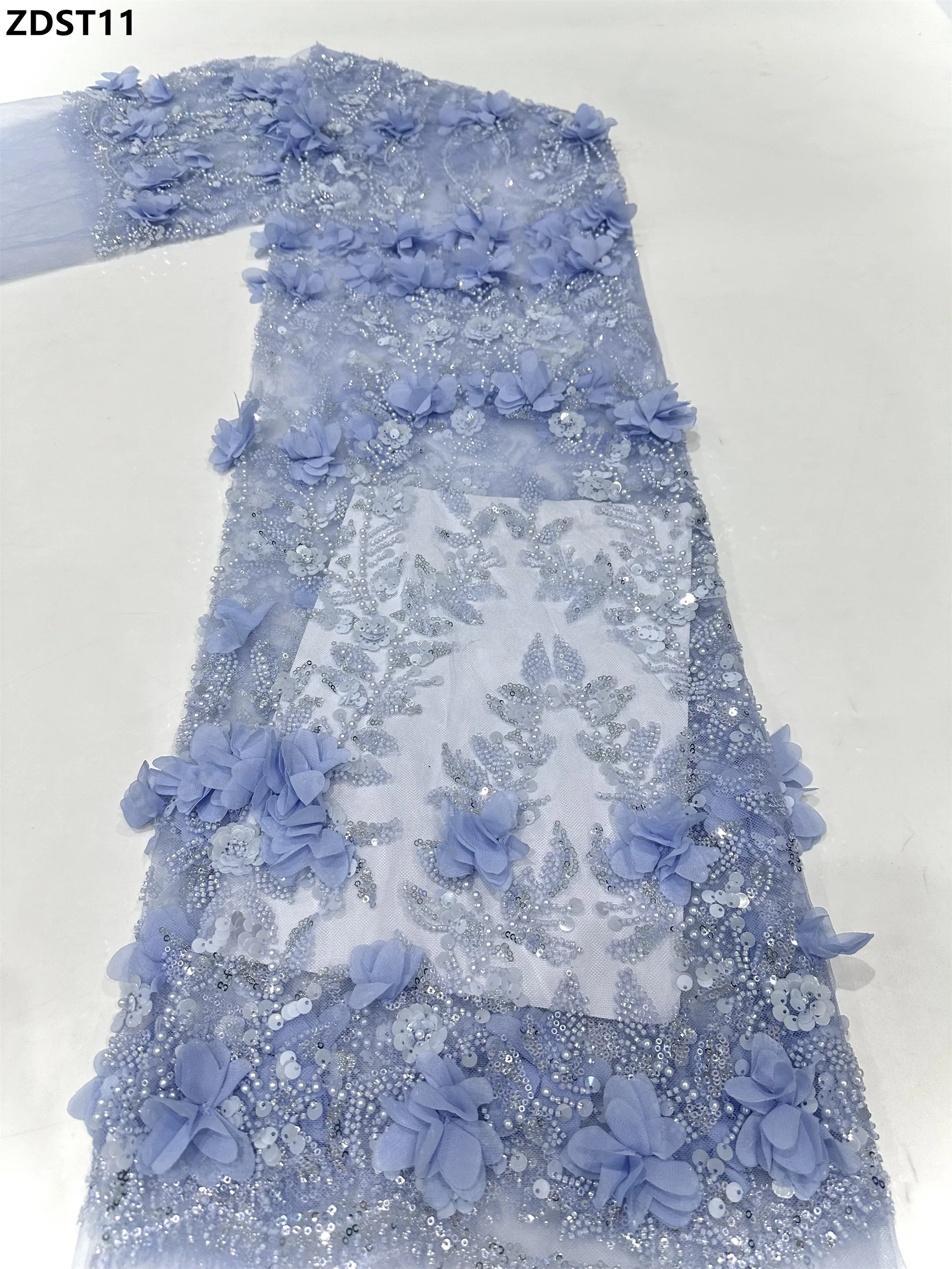 パールレース生地,白いレース生地,豪華な花嫁のドレス,フランスの重いビーズのチュール,ナイジェリアのメッシュ