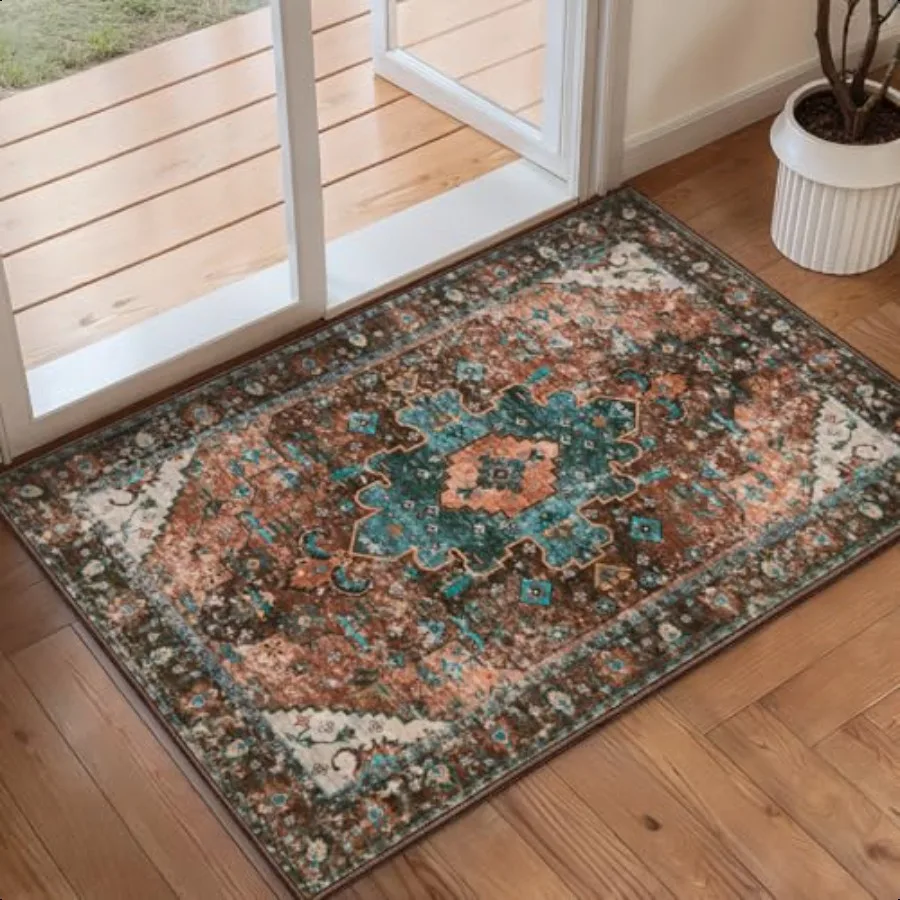 

Washable Area Rug 2x3ft Small Boho Rug Ultra Soft Rugs for Entryway NonSlip Entry Rugs Oriental LowPile Indoor Mat Floor Carpe