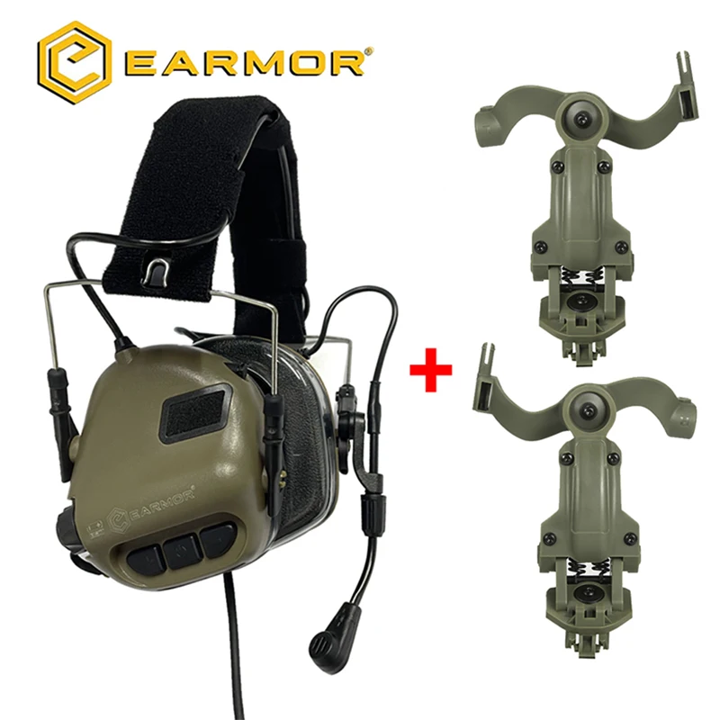 EARMOR Tactical Headset M32 MOD4 Active Shooting Earmuffs Helmet Headset with Helmet Rail Adapter DIY Helmet Mount Headset