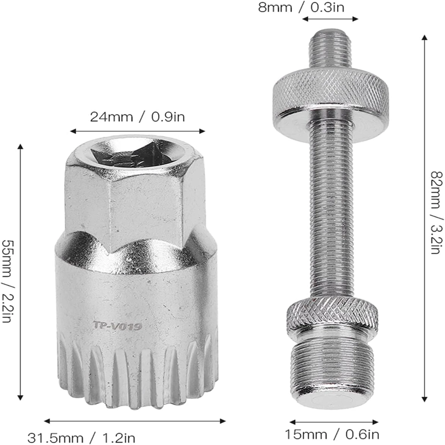 High-Quality Durable 20 Teeth Bicycle Bottom Bracket Remover Tool with Anti-Drop Design, Easy Square Hole Spline Installation, P