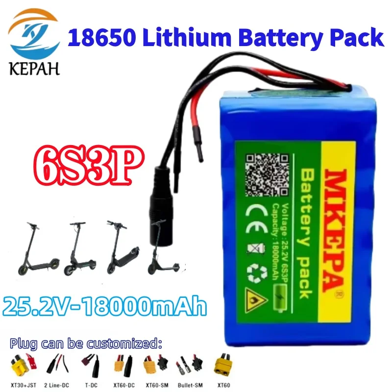 

Аккумулятор большой емкости 18 Ач | Литий-ионный аккумулятор 25,2 В 6S3P 18650, встроенный BMS для детского мото, длинных игр