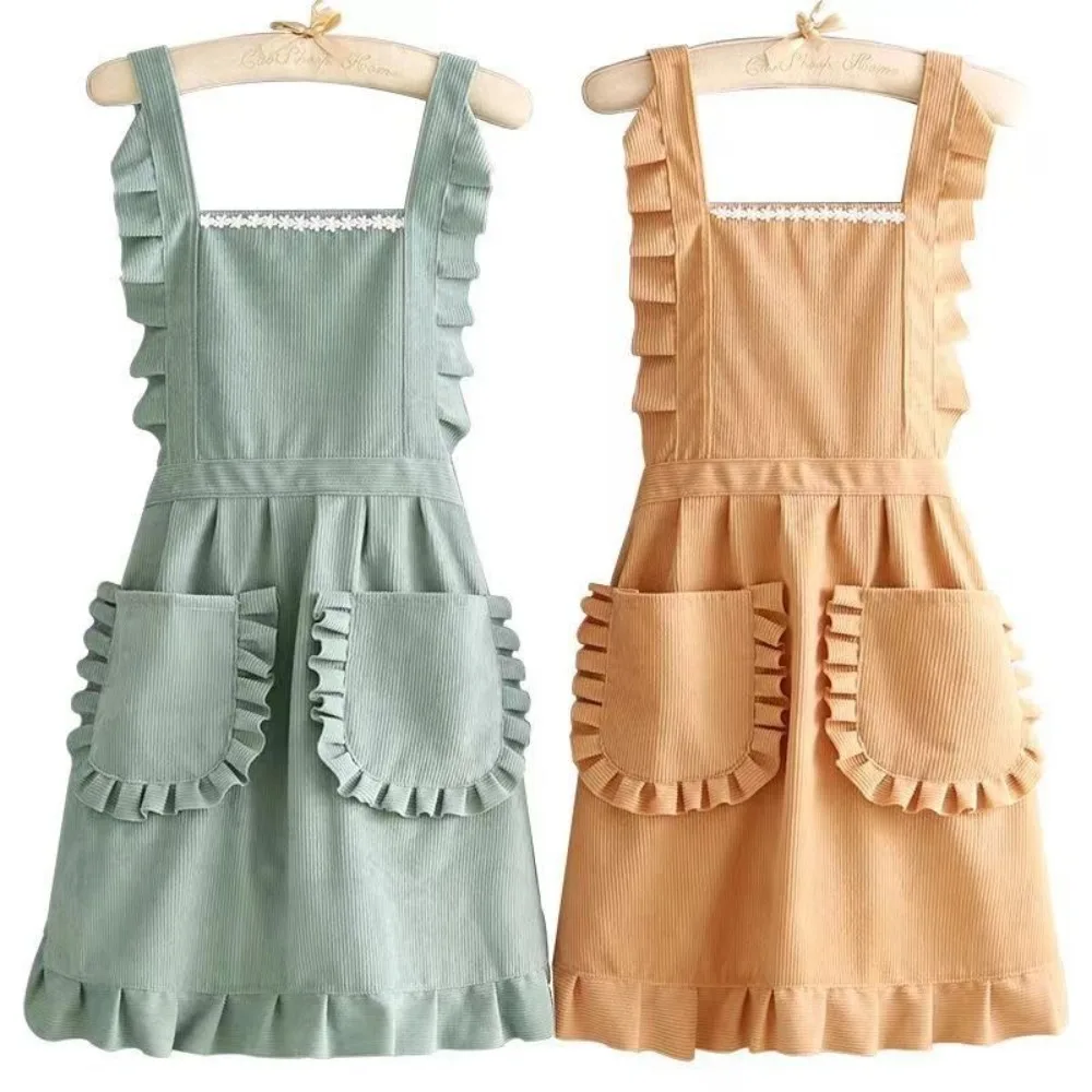 ノースリーブの女性用コーヒーエプロン,素敵なキッチンアクセサリー,韓国スタイル,新しい