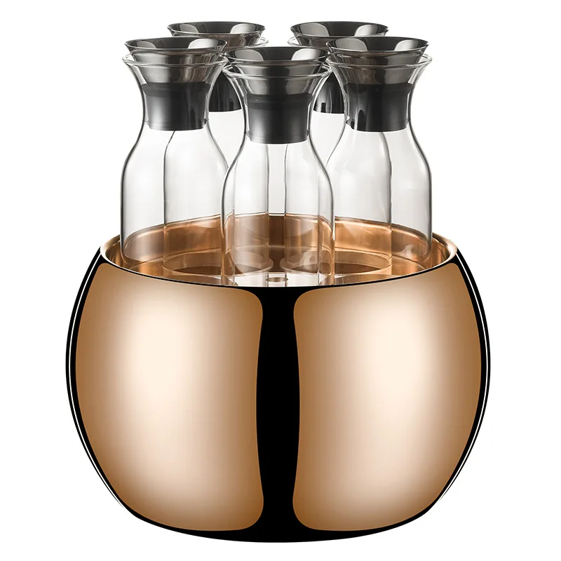 YJQ stainless steel juice display basin golden buffet glass pot large capacity hotel restaurant