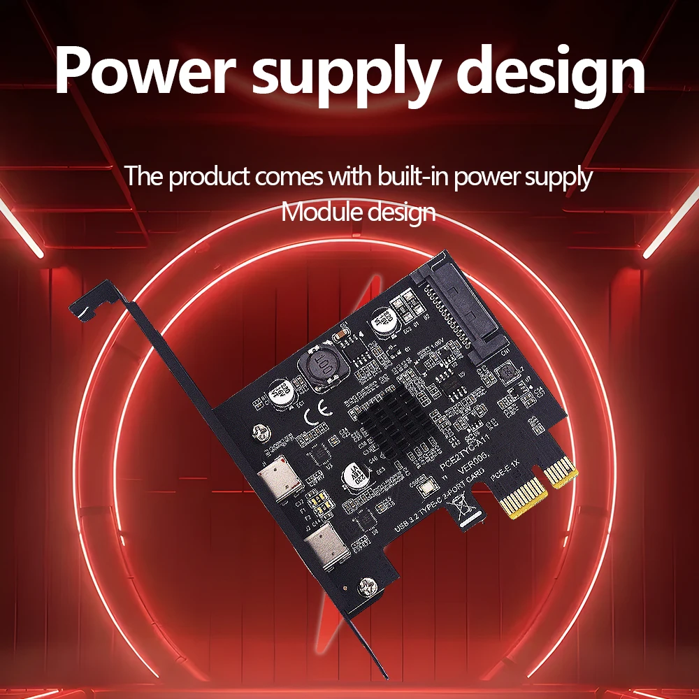 Imagem -03 - Tishric-usb 3.2 Gen2 Placa de Expansão tipo c Porta Pci Express 1x a 16x 10gbps Adaptador Controlador Adicionar em Cartões