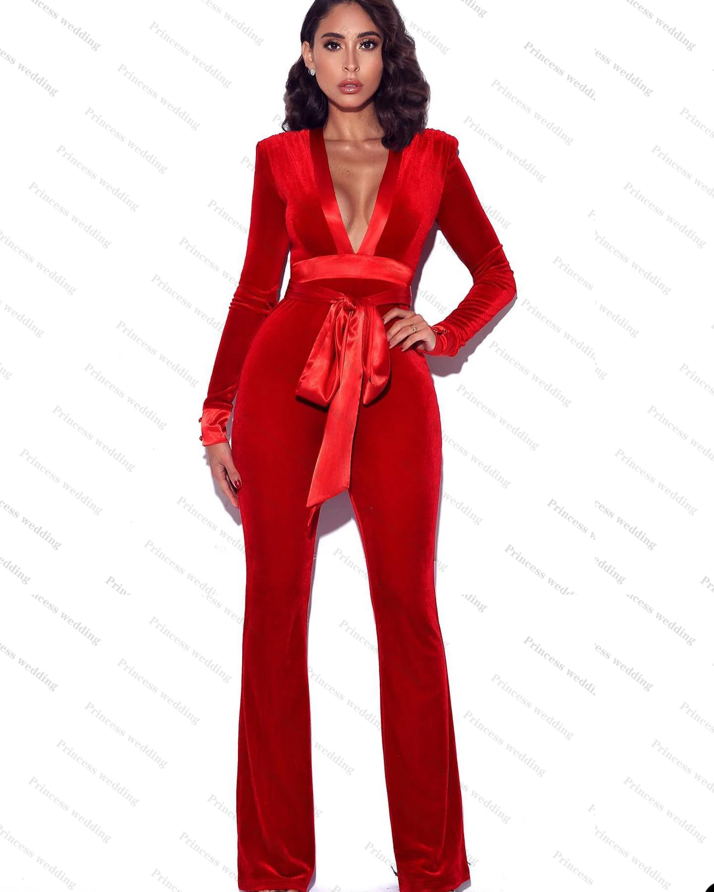 Blazer de terciopelo rojo para mujer, traje ajustado de manga larga, hecho a medida, ropa de trabajo Formal para fiesta de noche y cumpleaños, 2 piezas