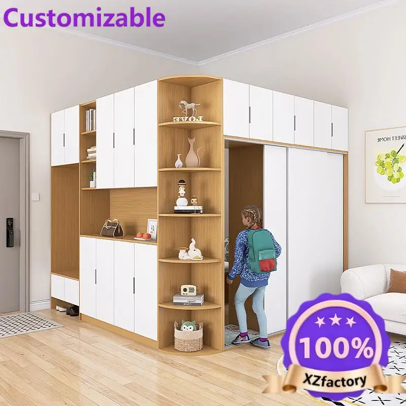 Customizable living room with partition bed wardrobe desk integrated suitable for foyer small apartment change bedroom room