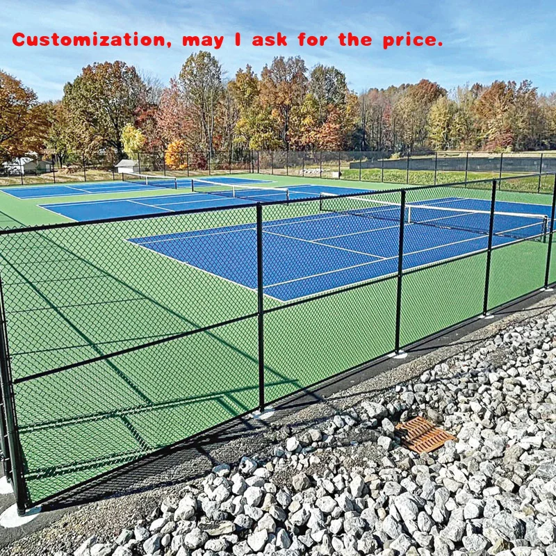 

custom.Stadium Field Chain Link Fence PVC Coated Galvanized Chain Mesh and Fence Post Tennis Court Fencing