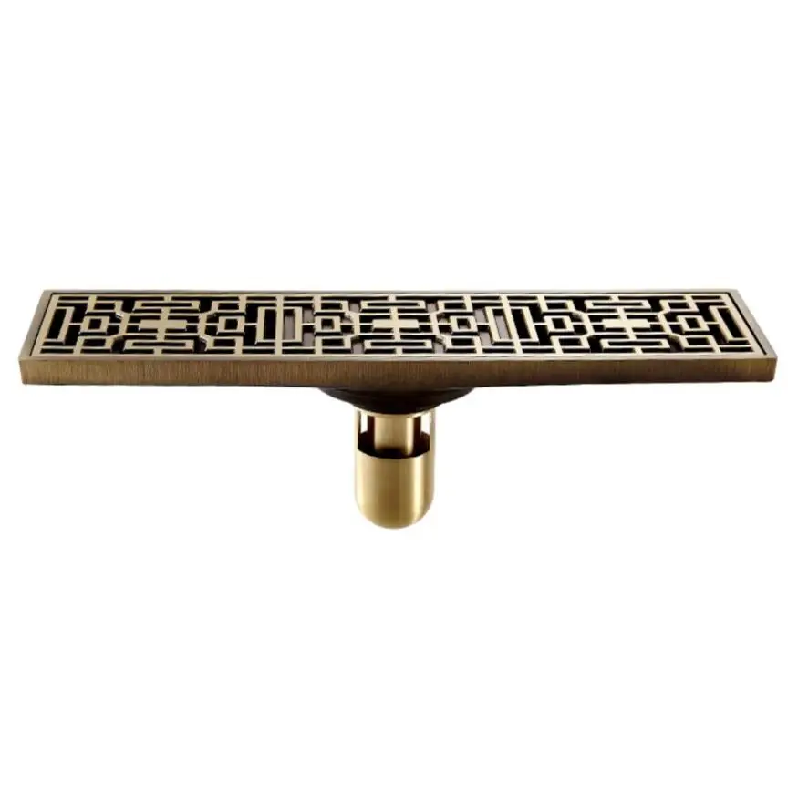 Copper Hidden Bathroom Anti-Odor Floor Drain, Brass Retro Bathroom Insect-Proof Drainage, Full Copper Kitchen and Balcony Draina