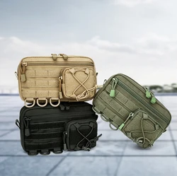 Tactical Molle Pouch Horizontal Admin Pouch With Front Drawstring Pocket Pouch EDC Utility Orgaznier Bag Outdoor Hunting Bag