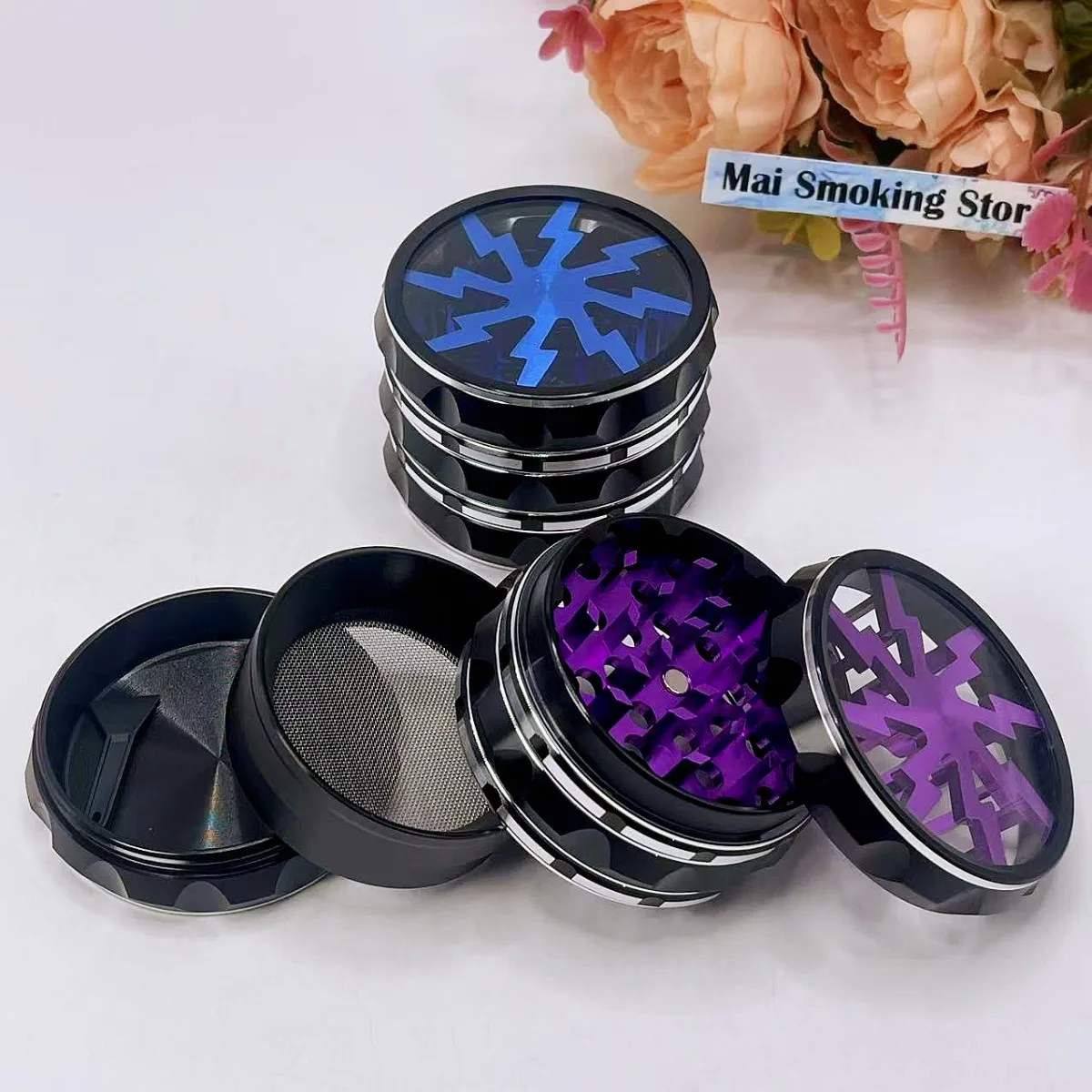 

2.5inch Flash Herb Grinder Metal Aluminium Manual Salt Spice Mill Pepper Mortar Tobacco Raw Grass Grinder Cigarette Smoking Tool