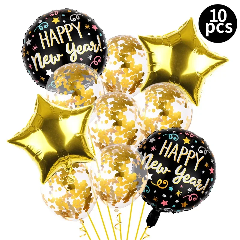 Happy New Year Theme Decoration Annual Meeting Atmosphere Decoration Aluminum Film Balloon