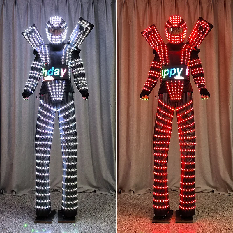 Creative LED flash robot clothing bar nightclub luminous stilt clothing stage performance dance props programming