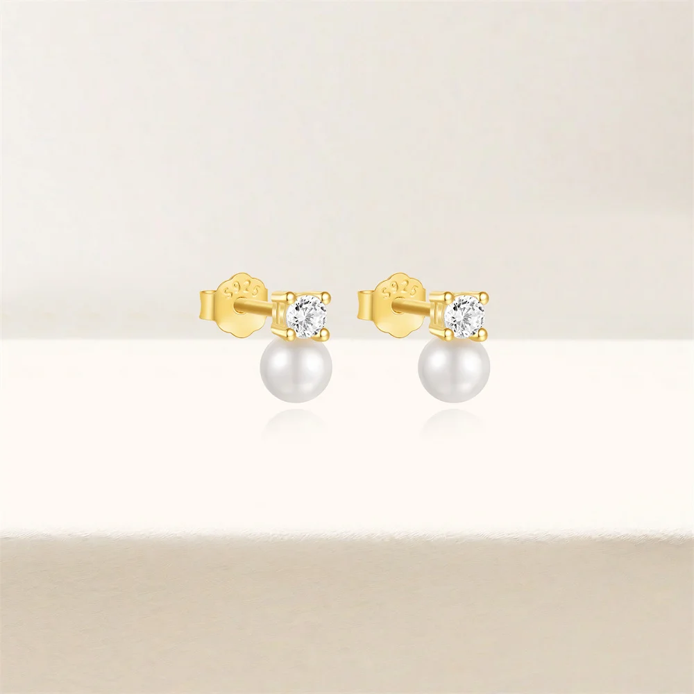 CANNER أربعة مخلب الزركون بساطتها اللؤلؤ 925 حلَق من الفضّة الاسترليني للنساء Ins الفرنسية أقراط رائعة مجوهرات #6