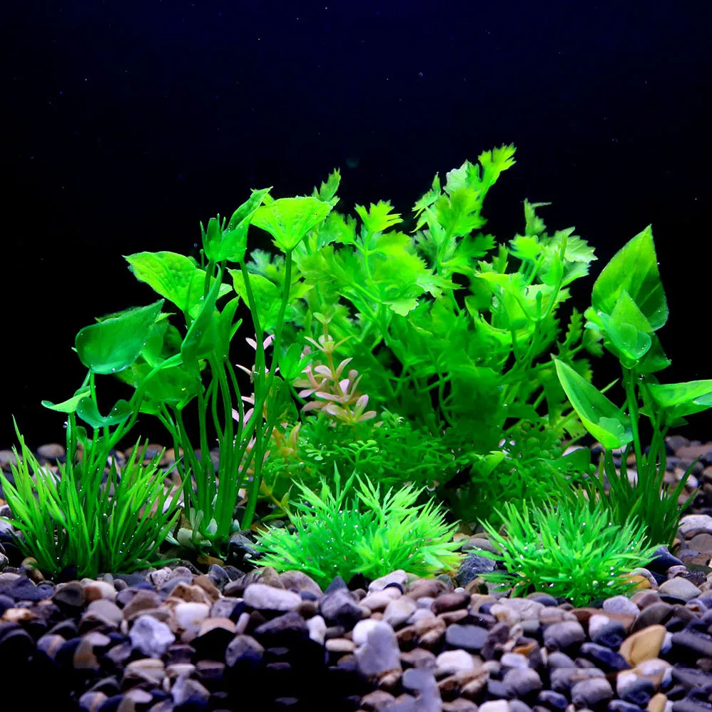 Artificial Underwater Landscape Plants Aquarium Fish Tank Green Purple Water Weeds Grass Flower Viewing Decoration