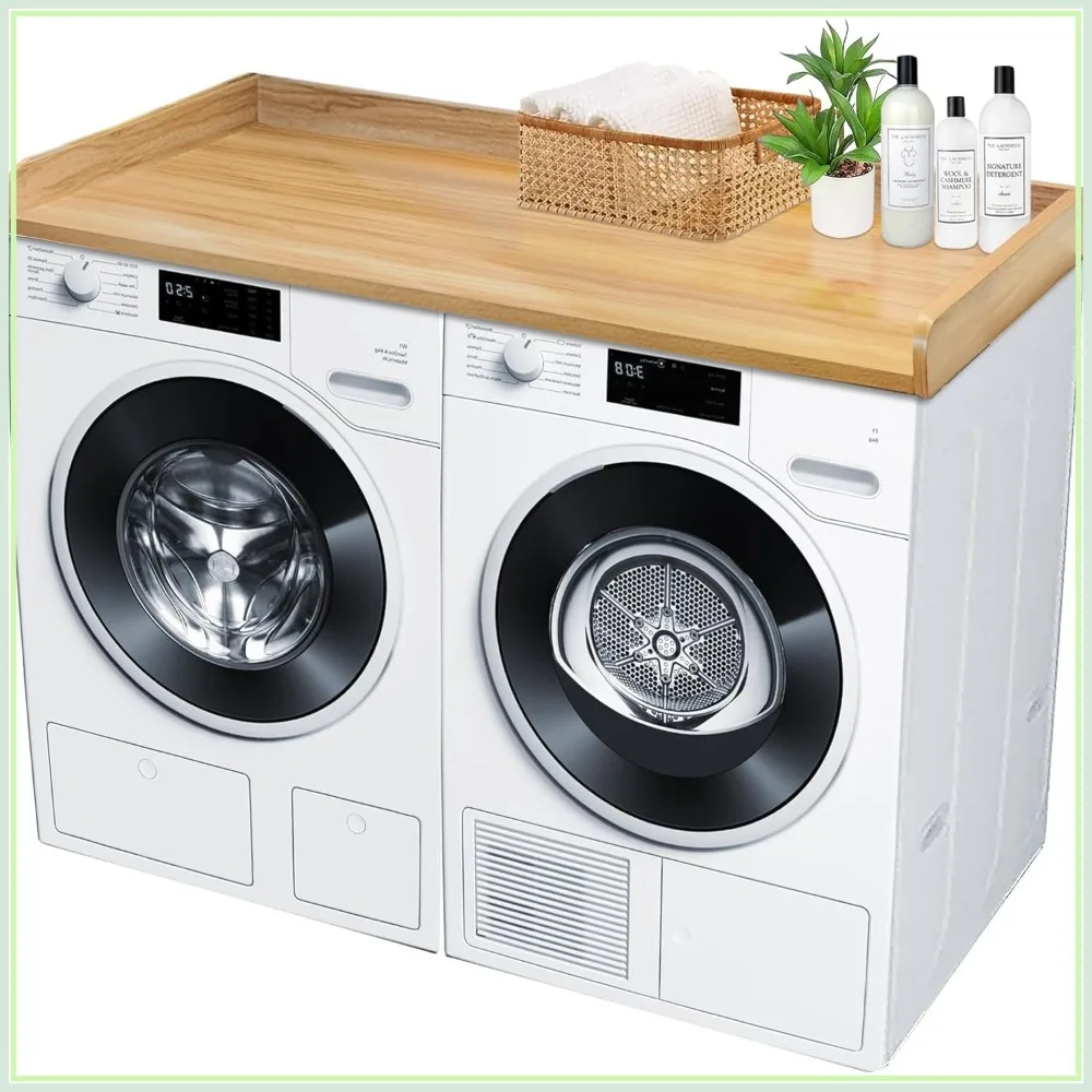 

Solid Wood Washer Dryer Countertop 54x27.4 Inches, Universal Fit for Front-Load Machines, Oak