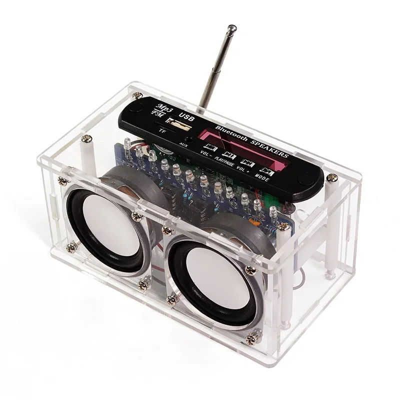 

Radio Audio DIY Kit, Power Amplifier Bluetooth Speaker with Spectrum FM Electronic Production Welding Exercise