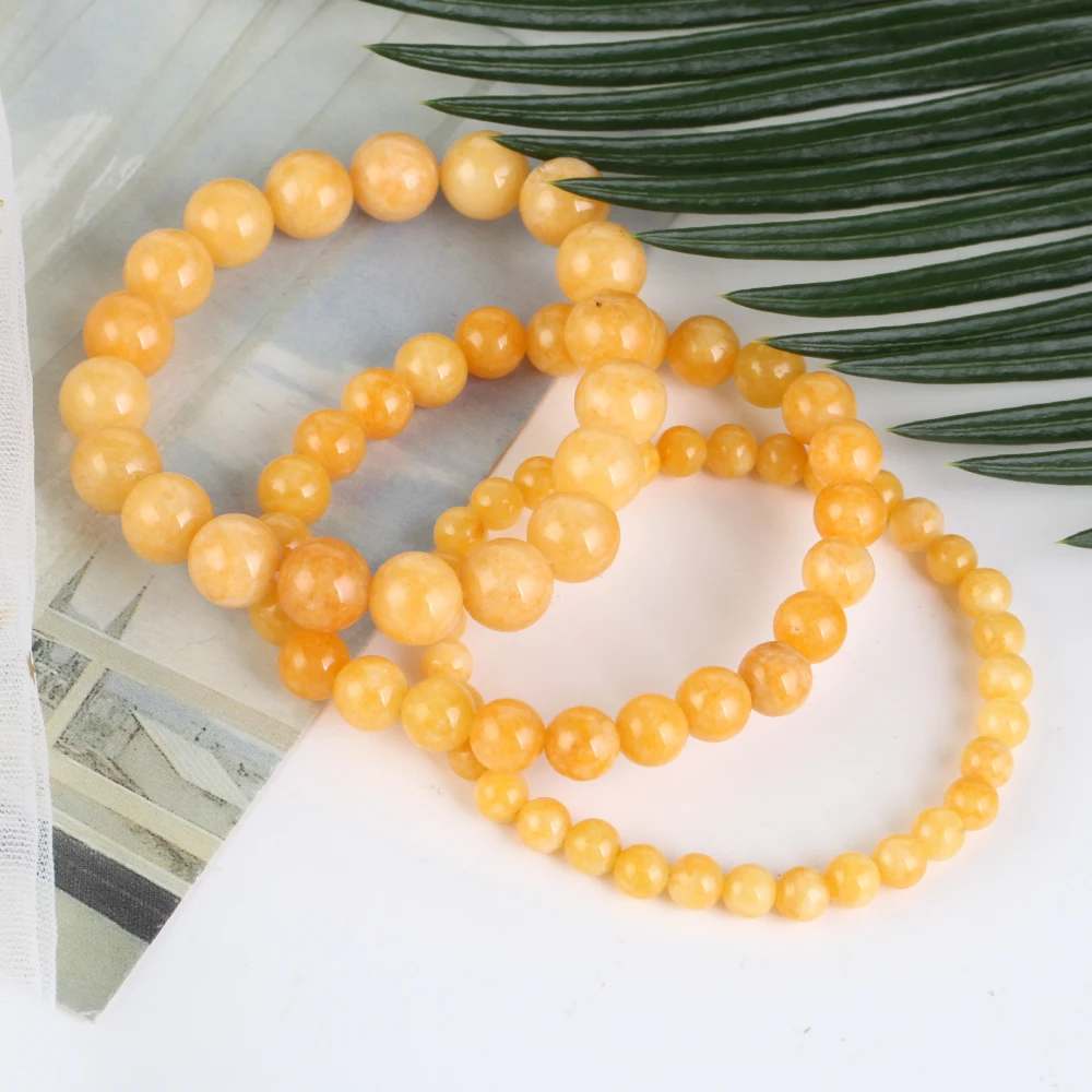 Natural Stone Bracelet Yellow Ambers Jades Beads Jewelry Gift For Men Magnetic Health Protection Women 6 8mm